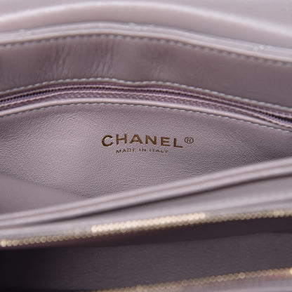 Chanel Lambskin Chevron Stitched Envelope Flap Light Grey 6 of 9