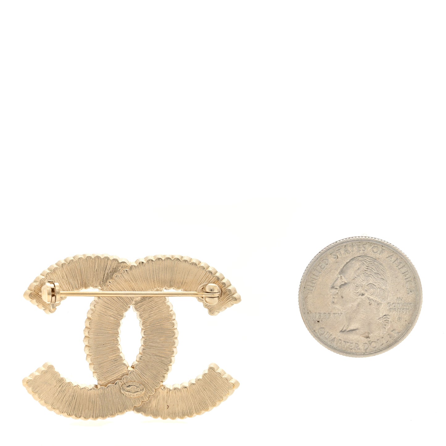 Crystal Glass CC Brooch Beige Gold