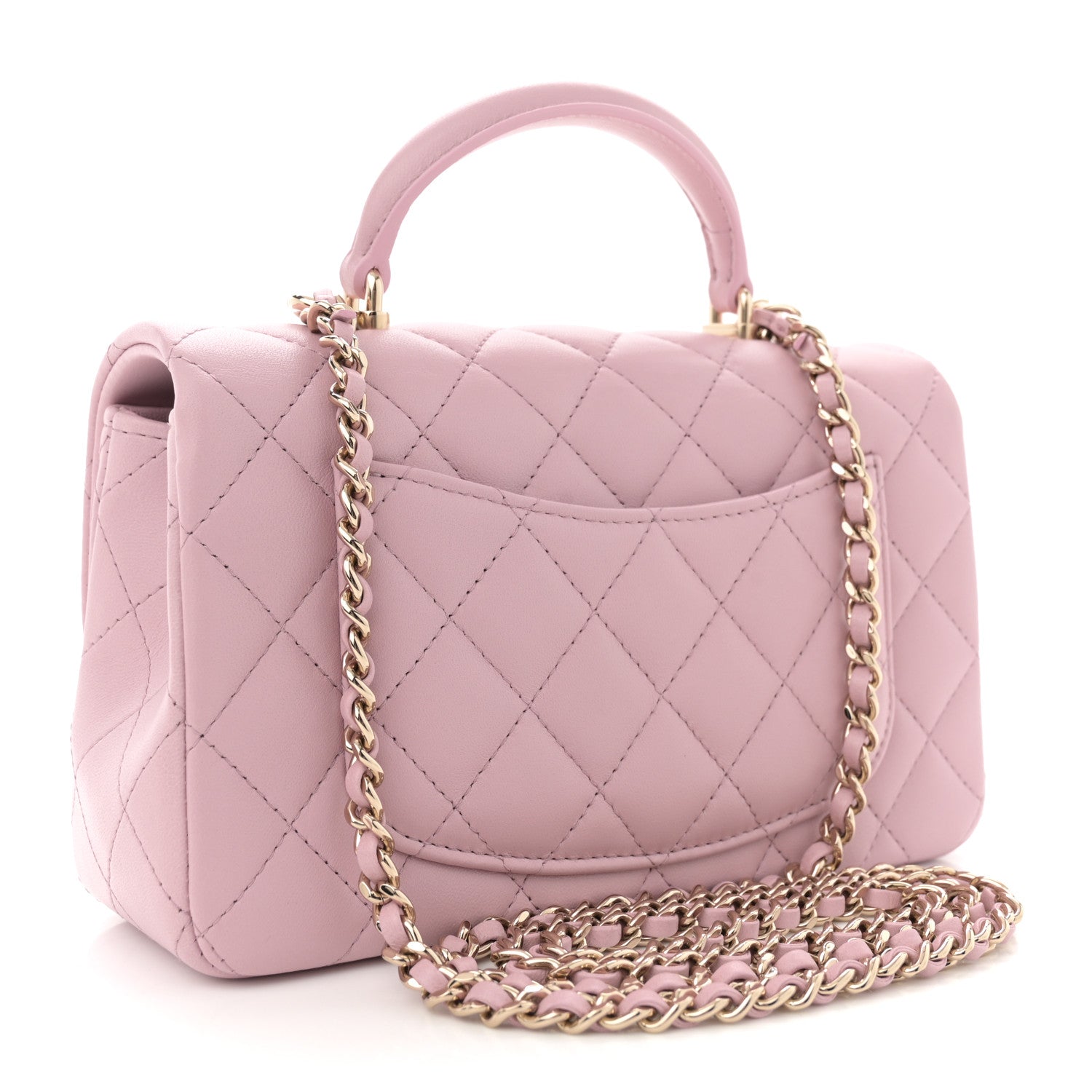 Chanel Lambskin Quilted Mini Top Handle Rectangular Flap Light Pink 3 of 11