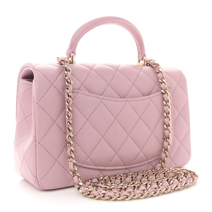 Chanel Lambskin Quilted Mini Top Handle Rectangular Flap Light Pink 3 of 11