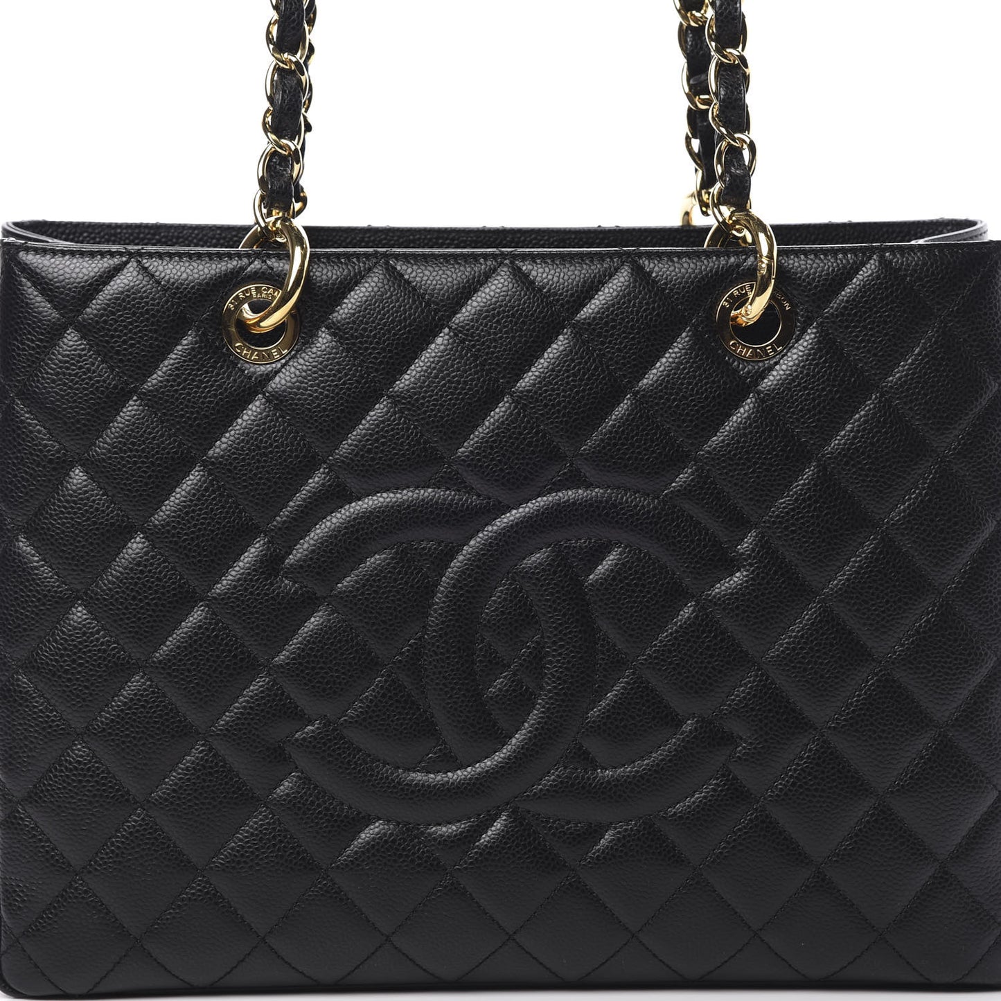 Caviar Quilted Grand Shopping Tote GST Black