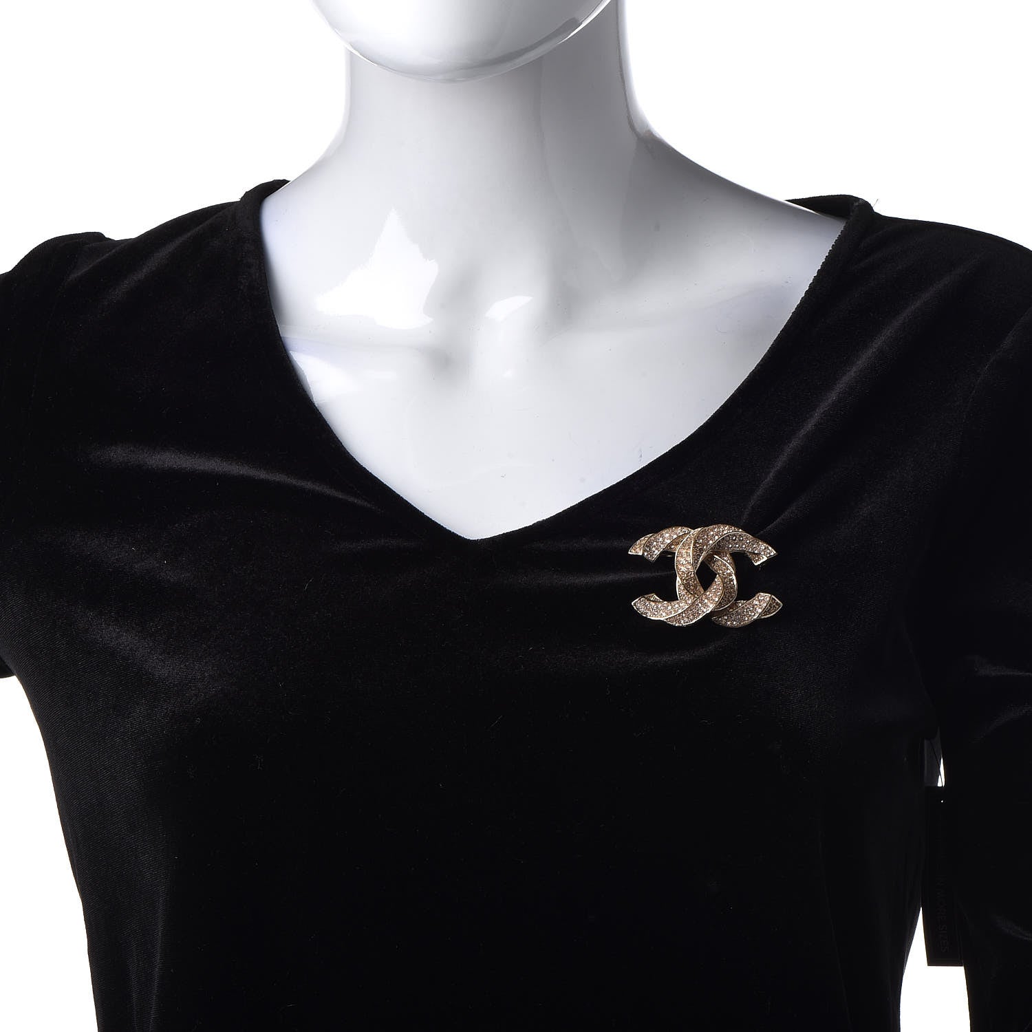 Chanel Crystal Twisted CC Brooch Gold Pale Pink 2 of 5
