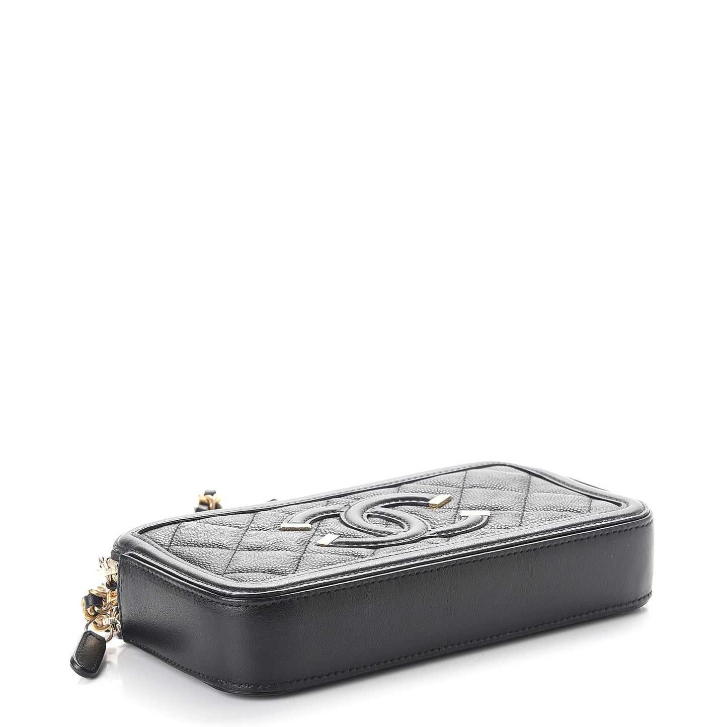 Caviar Quilted CC Filigree Clutch With Chain Black