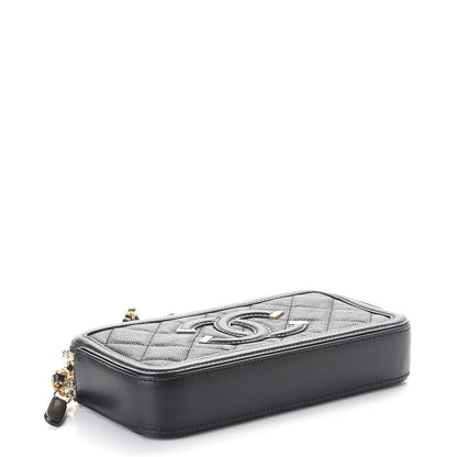 Chanel Caviar Quilted CC Filigree Clutch With Chain Black 5 of 10