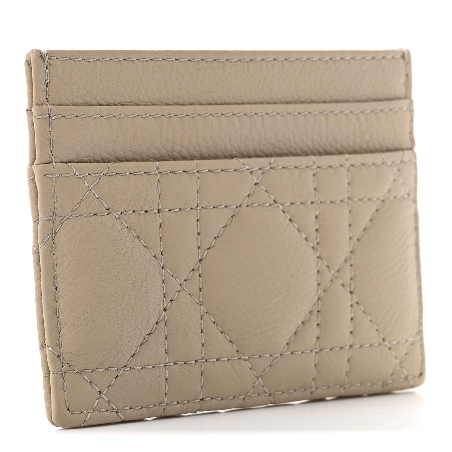 Christian Dior Supple Calfskin Cannage Caro Freesia Card Holder Powder Beige 3 of 7