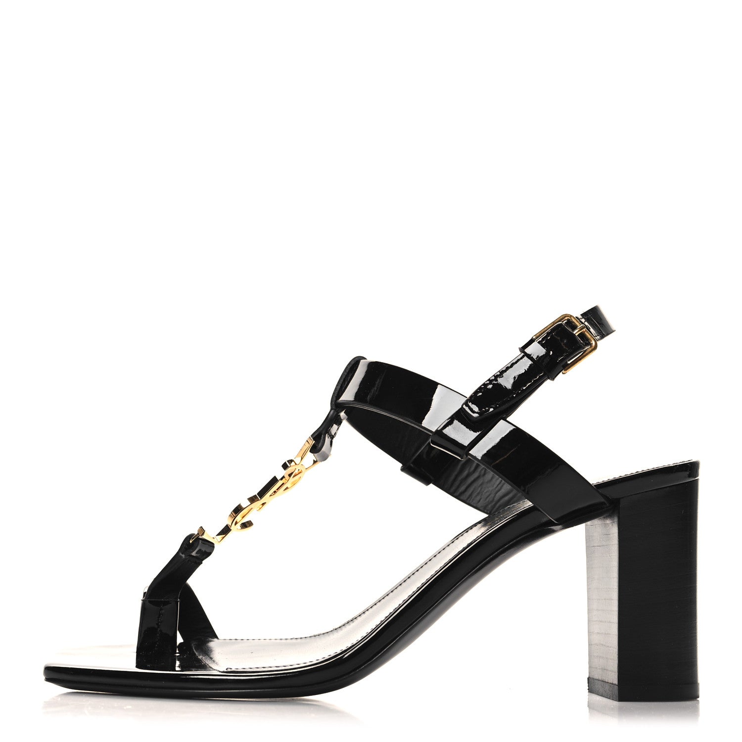 Saint Laurent Vitello Vernice Cassandra 75 Sandals 36.5 Black 1 of 9