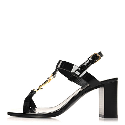 Saint Laurent Vitello Vernice Cassandra 75 Sandals 36.5 Black 1 of 9