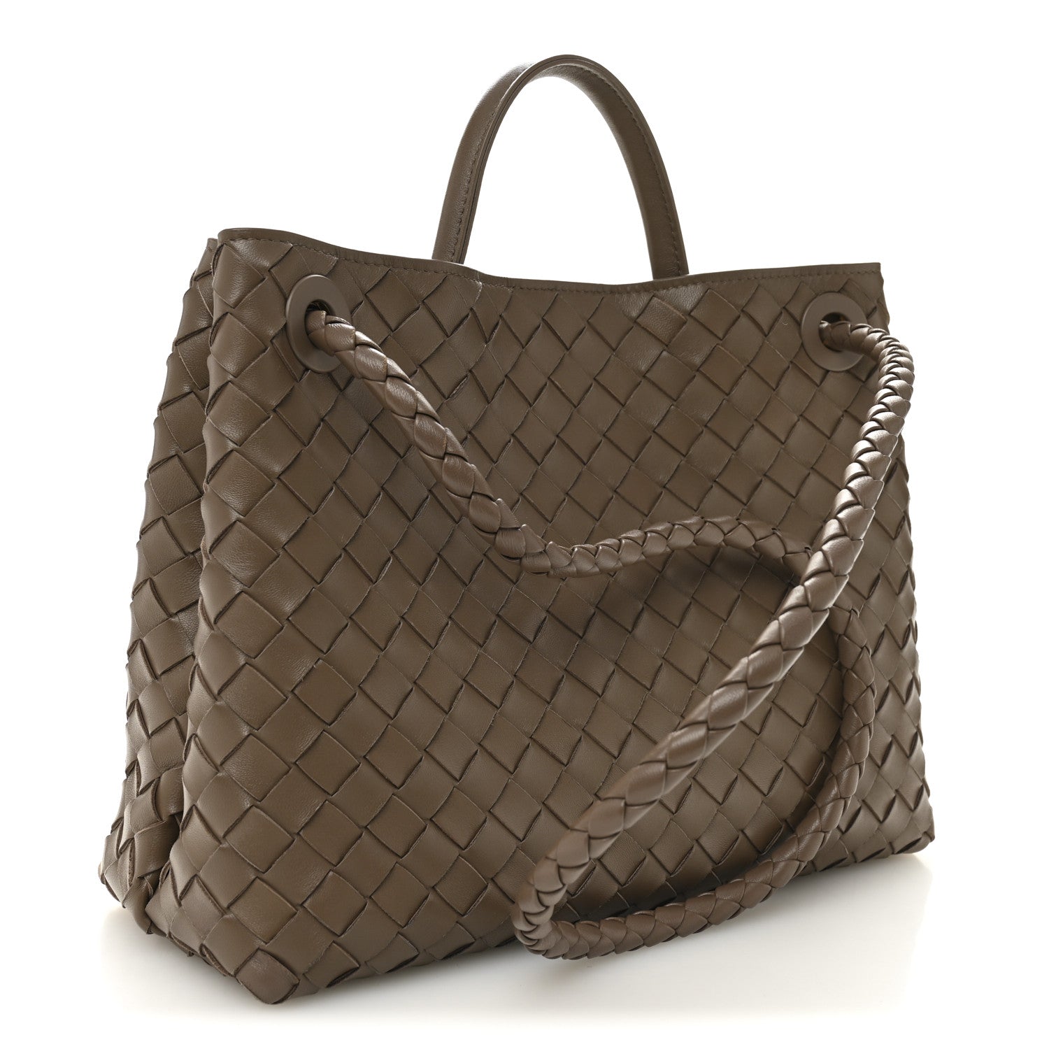 Bottega Veneta Nappa Intrecciato Medium Andiamo Shoulder Bag Taupe