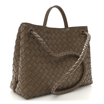 Bottega Veneta Nappa Intrecciato Medium Andiamo Shoulder Bag Taupe Grey 3 of 9