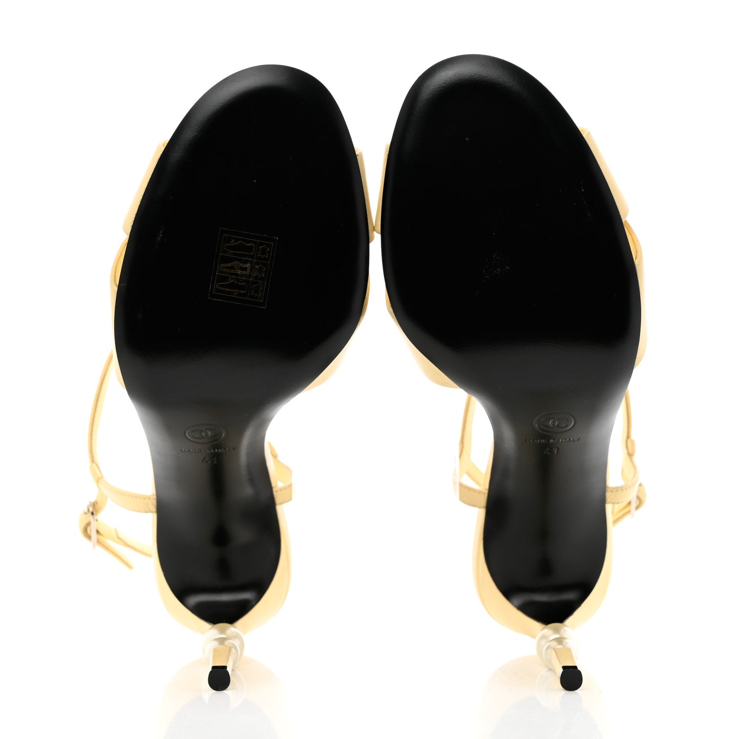 Lambskin Pearl Sandals 41 Yellow