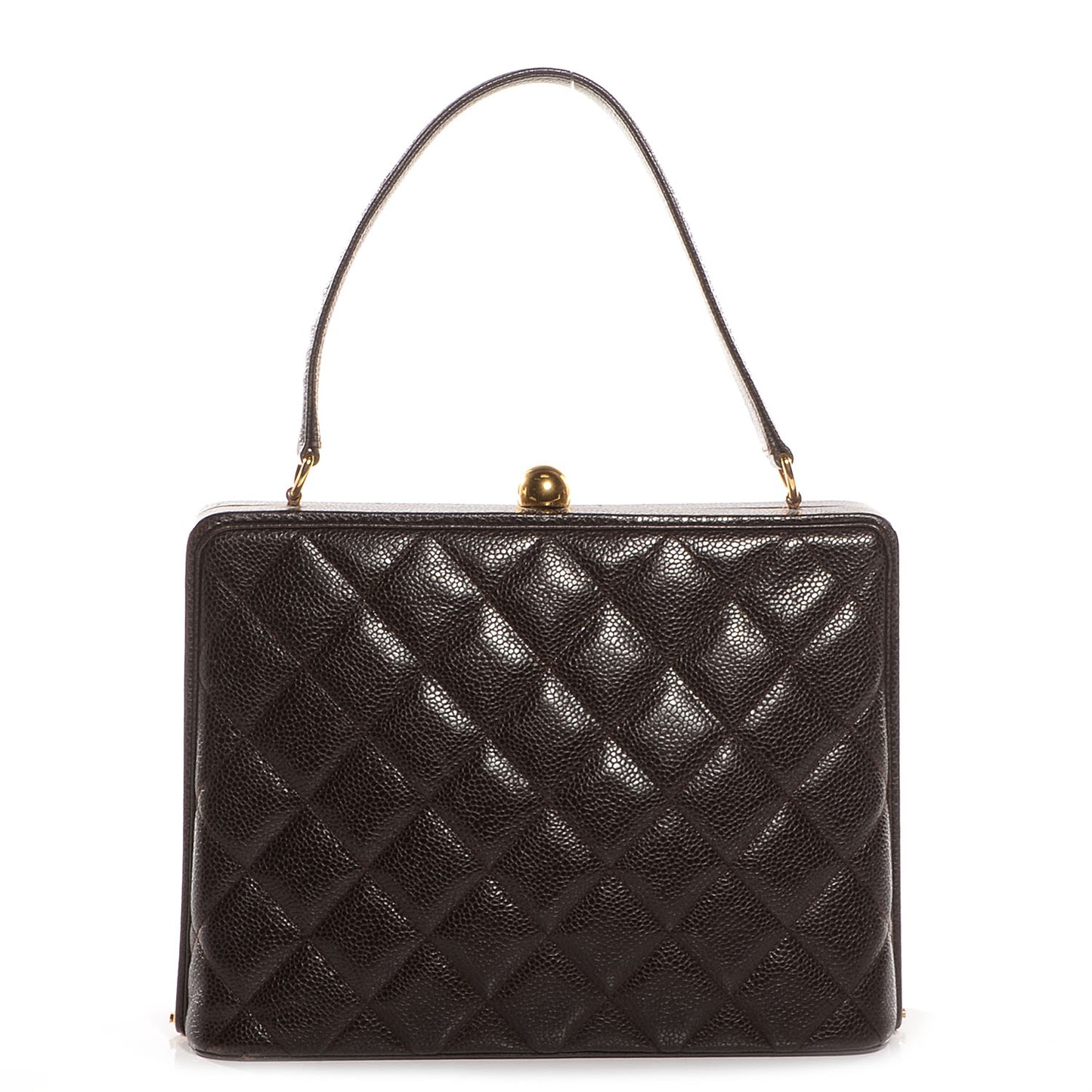 Caviar Quilted Frame Evening Bag Dark Brown