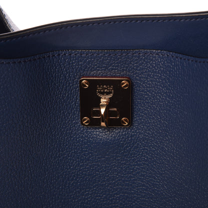 MCM Grained Calfskin Large Milla Hobo Navy Blue 8 of 13