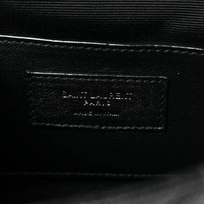 Saint Laurent Grain De Poudre Textured Mixed Matelasse Triquilt Small Monogram Monochrome Satchel Black 6 of 9