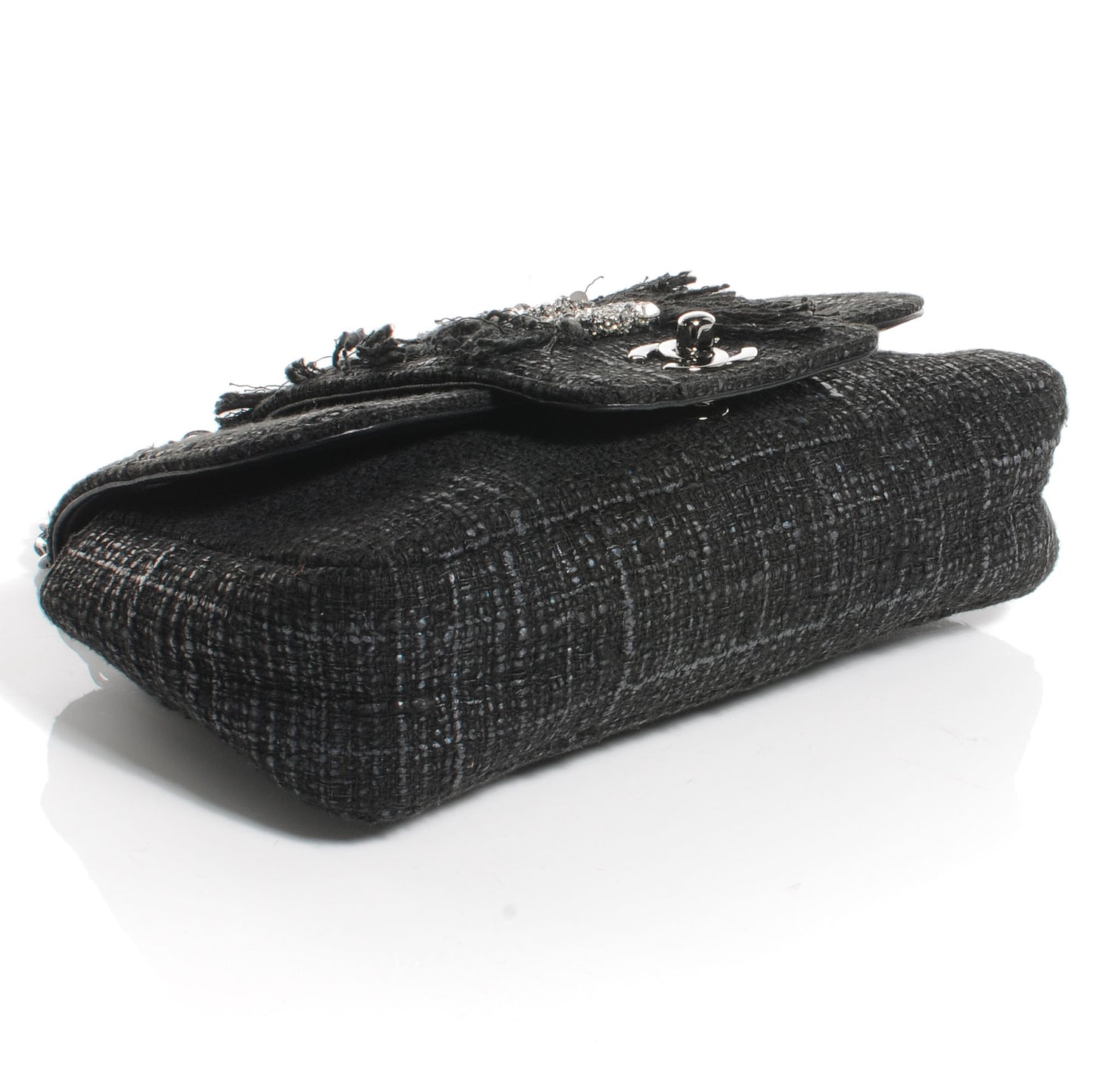 Tweed Swarovski Crystal Small Flap Black