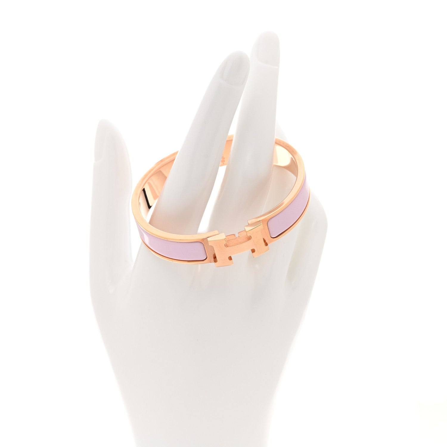 Hermes Enamel Narrow Clic Clac H Bracelet PM Rose Candeur 2 of 5