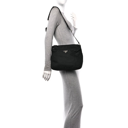 Prada Re-Nylon Vela Saffiano Pocket Double Zip Messenger Bag Black 2 of 10