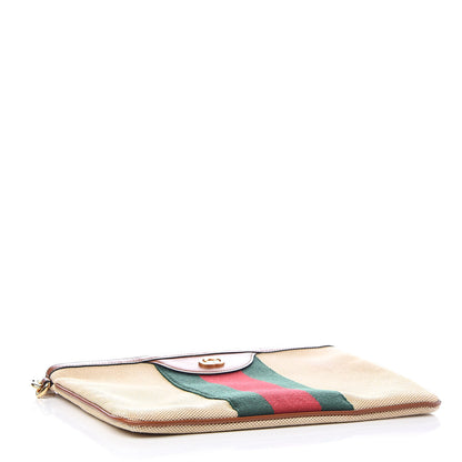 Gucci Vintage Canvas Web Pouch Sand Cuir 4 of 11