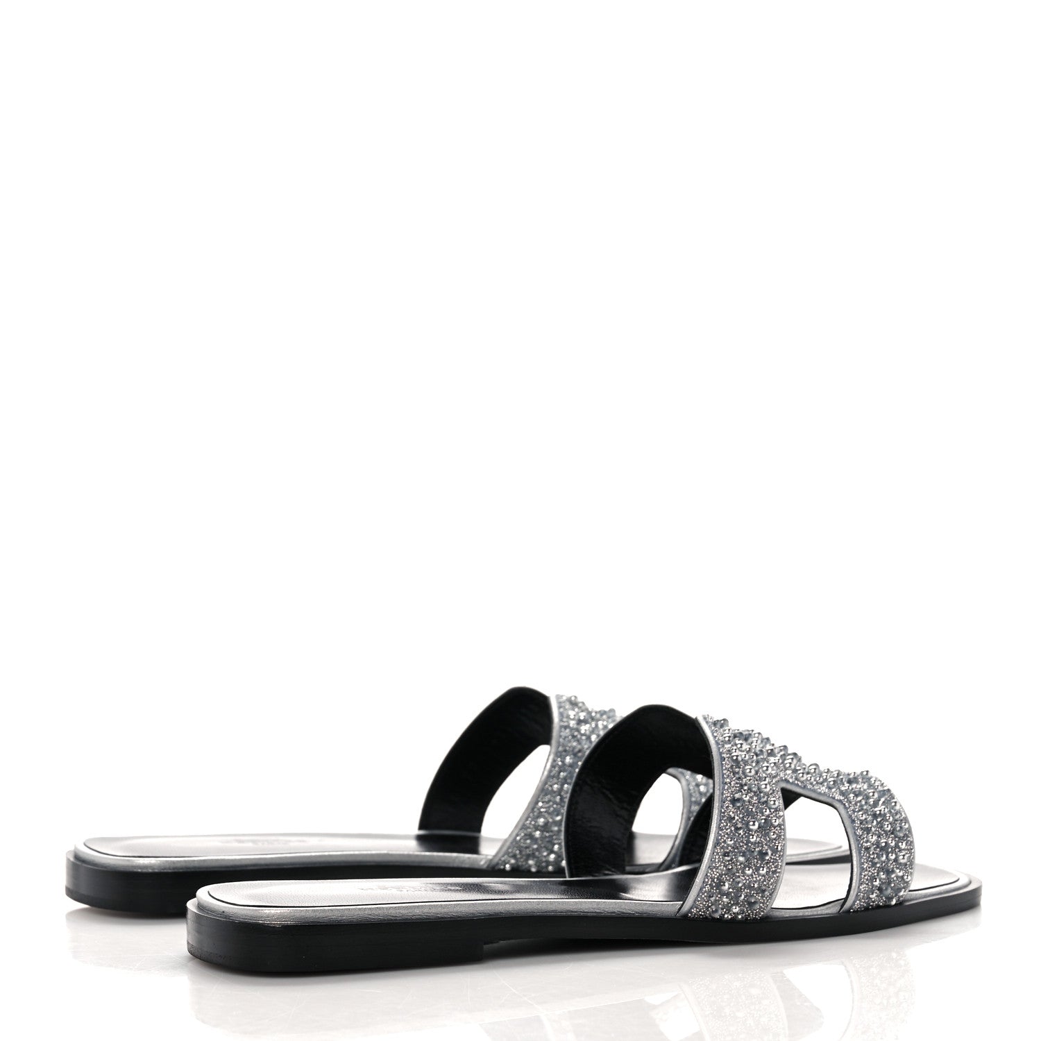 Hermes Velvet Goatskin Crystal Beads Oran Sandals 39 Gris Argente 4 of 11