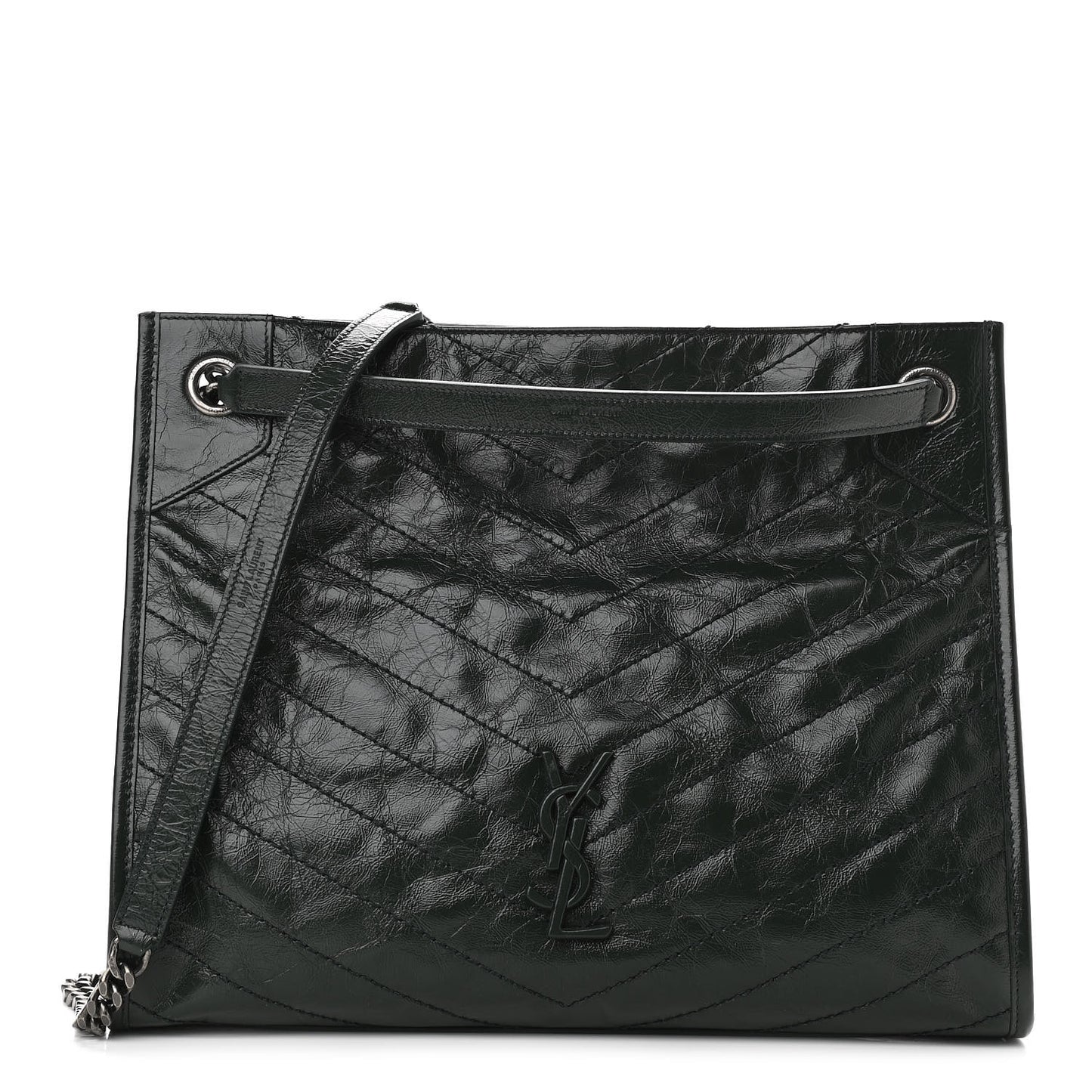 Crinkled Calfskin Matelasse Monogram Medium Niki Shopper Tote New Vert