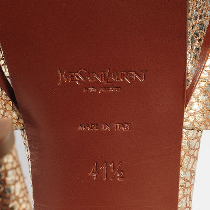 Saint Laurent Metallic Crackled Calfskin Tribute 105 Platform Sandals 41.5 Gold 6 of 6