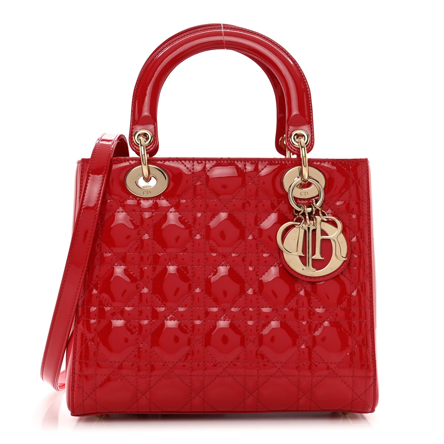 Christian Dior Patent Cannage Medium Lady Dior Red 1 of 9