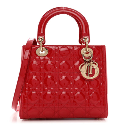 Christian Dior Patent Cannage Medium Lady Dior Red 1 of 9