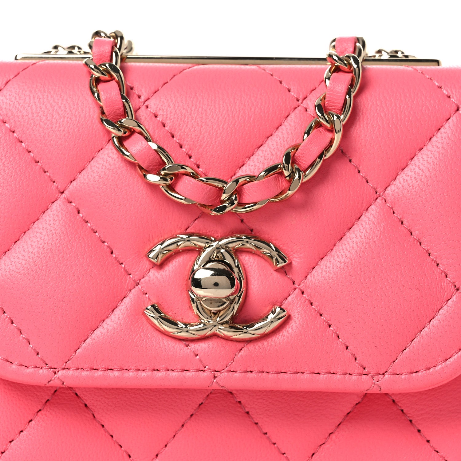 Chanel Lambskin Quilted Mini Trendy CC Chain Wallet Pink 8 of 14