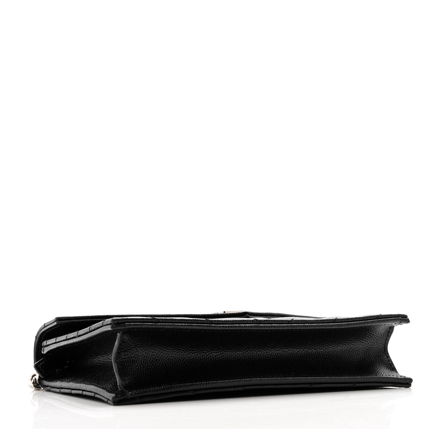 Saint Laurent Grain De Poudre Matelasse Chevron Monogram Envelope Chain Wallet Black 3 of 11