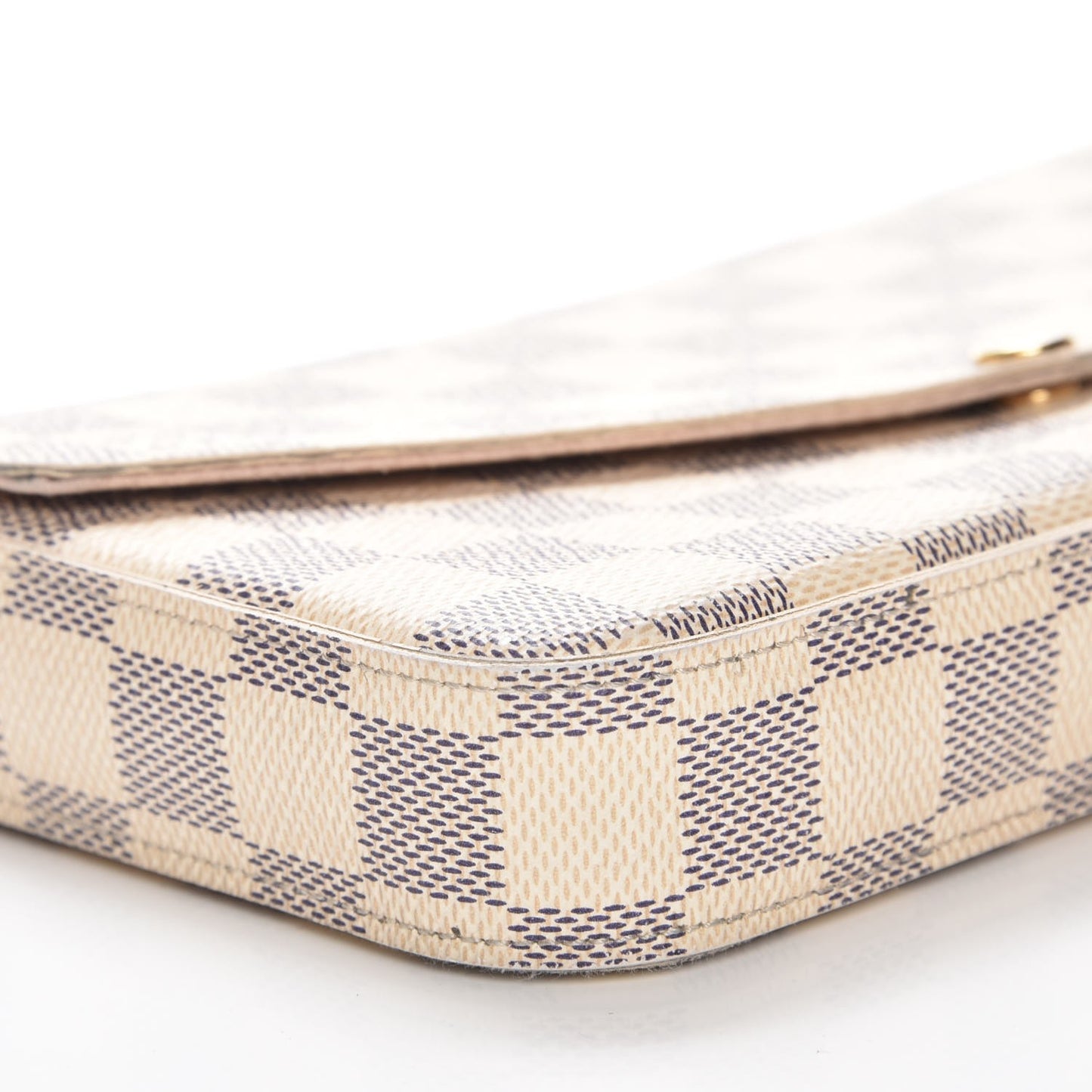 Damier Azur Pochette Felicie Chain Wallet Rose Ballerine