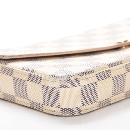 Louis Vuitton Damier Azur Pochette Felicie Chain Wallet Rose Ballerine 11 of 15