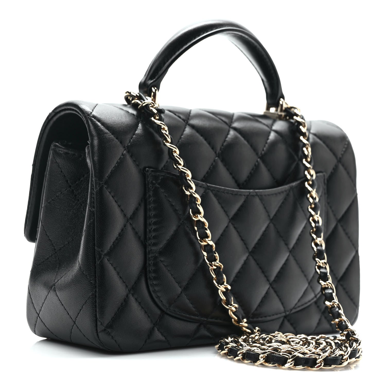 Chanel Lambskin Quilted Mini Top Handle Rectangular Flap Black 3 of 10