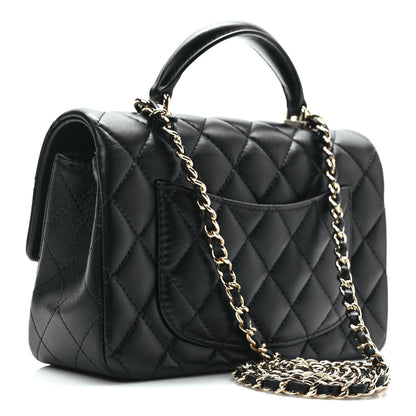 Chanel Lambskin Quilted Mini Top Handle Rectangular Flap Black 3 of 10