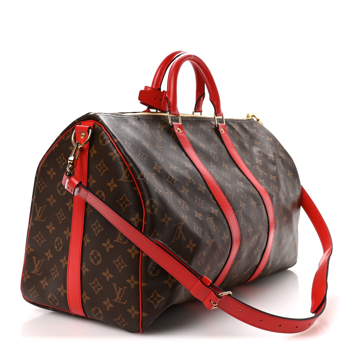 Calfskin Monogram Keepall Bandouliere 50 Coquelicot