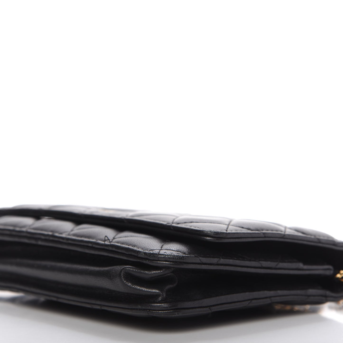 Lambskin Quilted Wallet On Chain WOC Black