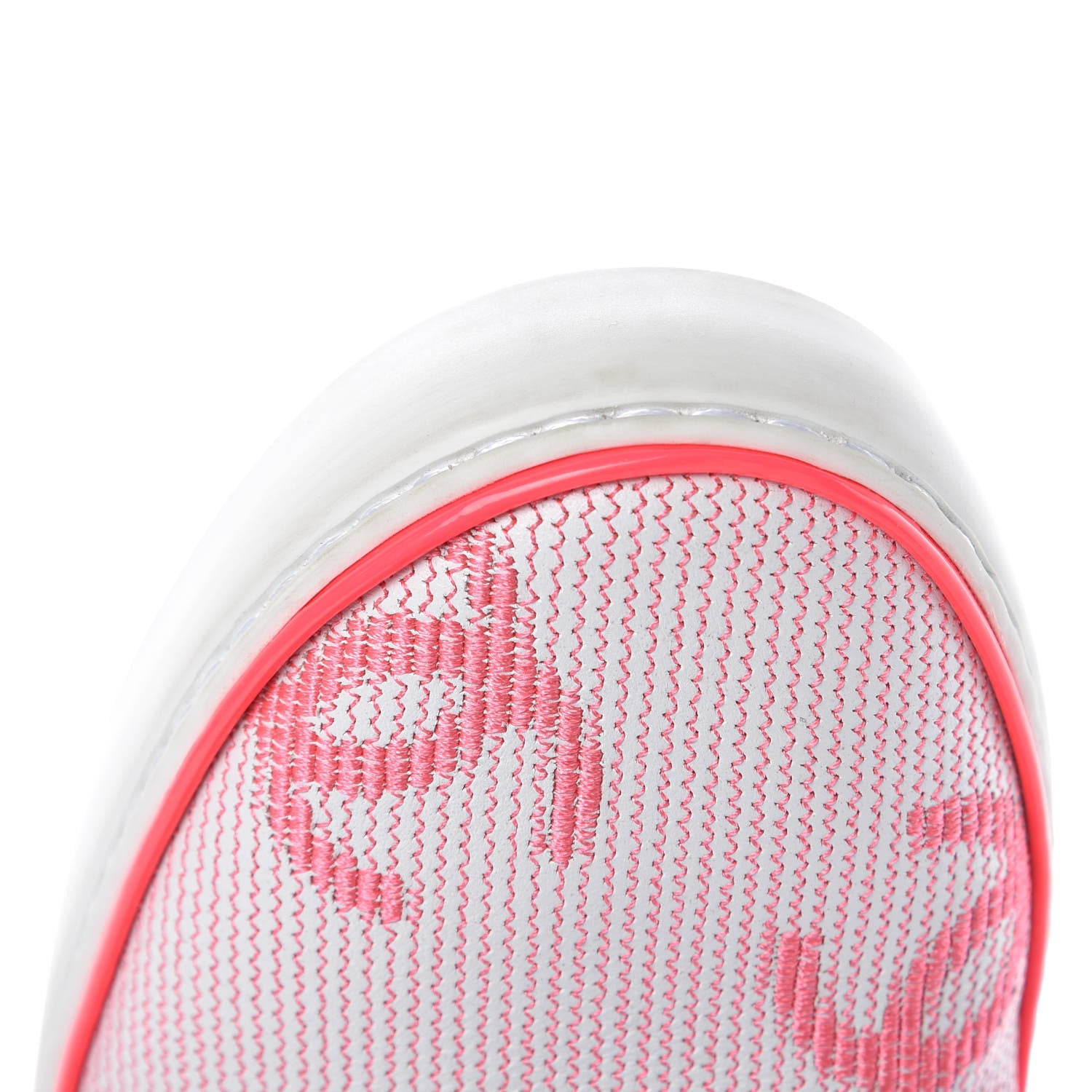 Chanel Embroidered Calfskin Womens CC Sneakers 38.5 White Fluo Pink 9 of 10
