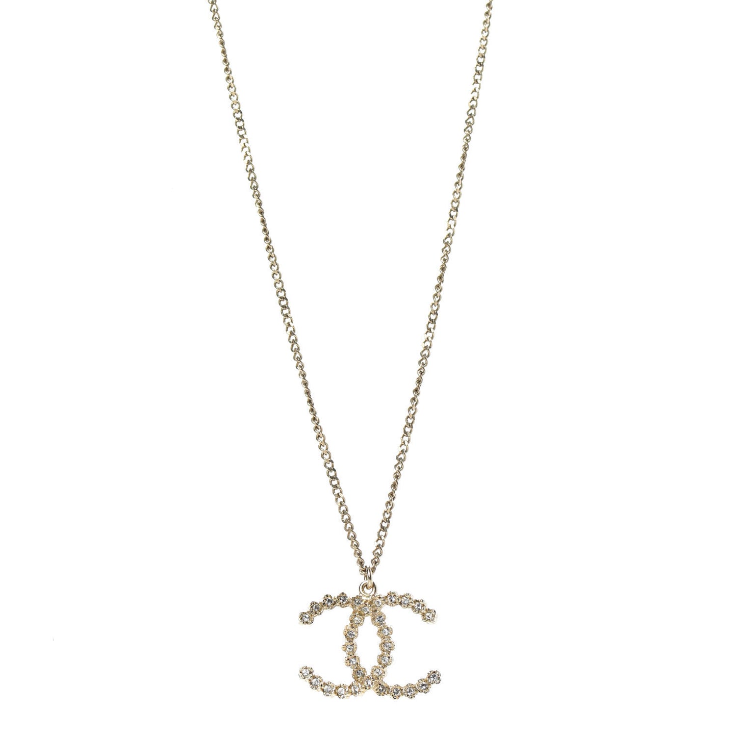Crystal CC Pendant Necklace Gold