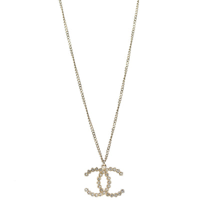 Chanel Crystal CC Pendant Necklace Gold 1 of 5