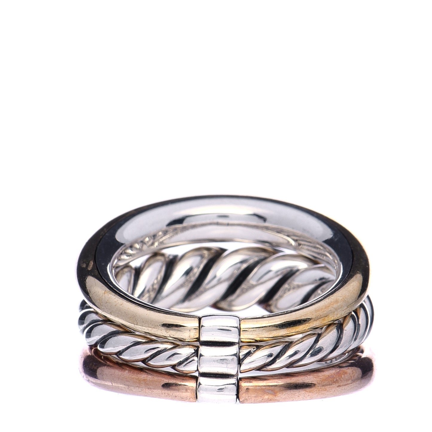 Sterling Silver Bronze Brass Pure Form Three-Row Ring 54 7