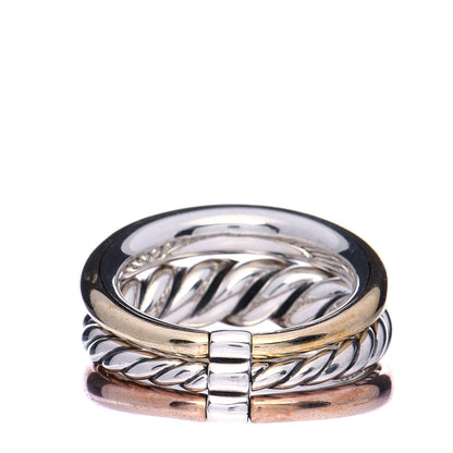 David Yurman Sterling Silver Bronze Brass Pure Form Three-Row Ring 54 7 3 of 7
