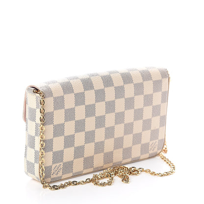 Louis Vuitton Damier Azur Pochette Felicie Chain Wallet Rose Ballerine 4 of 10