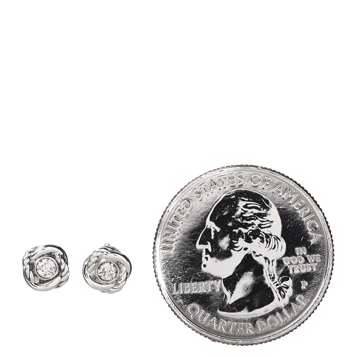 David Yurman Sterling Silver Diamond 7mm Infinity Stud Earrings 2 of 4