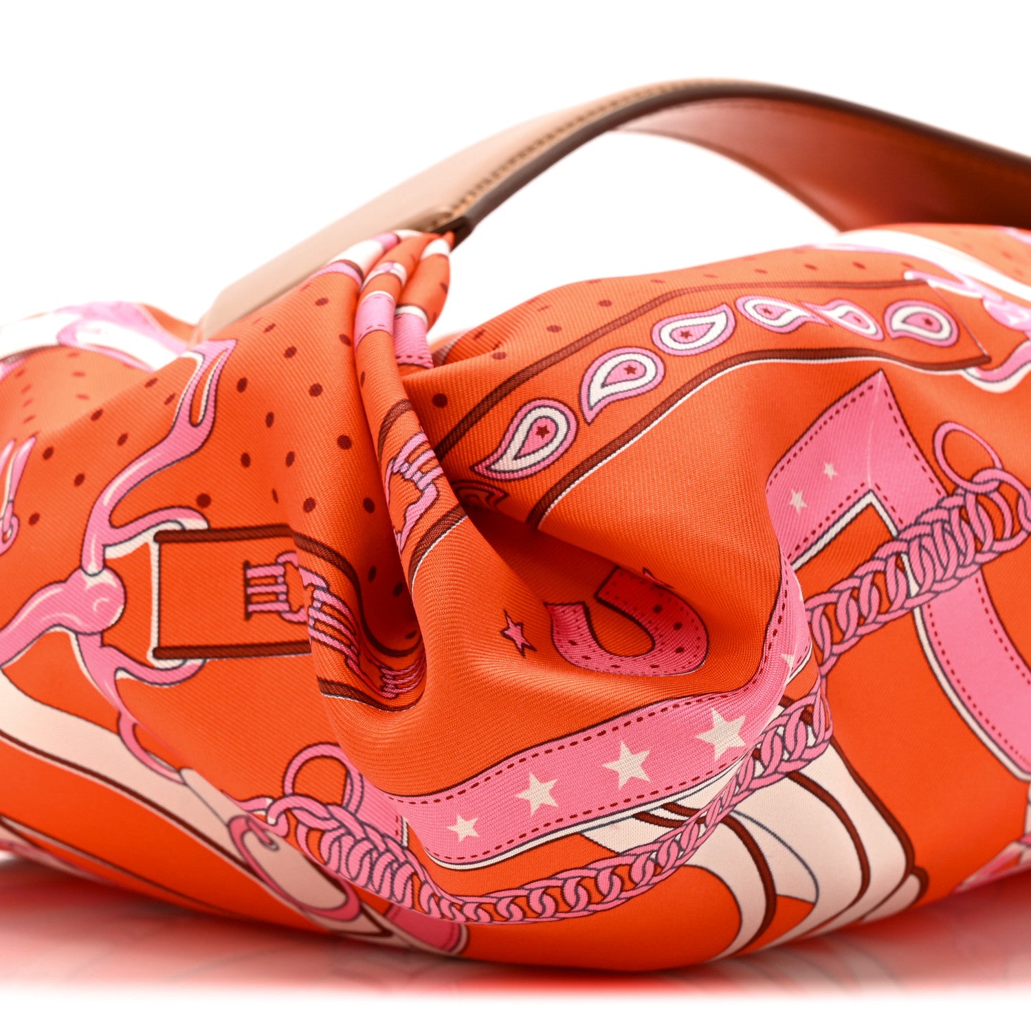 Hermes Silk Balusoie Vache Hunter La Promenade du Matin Bandana Bag Orange Poppy Fauve 9 of 9