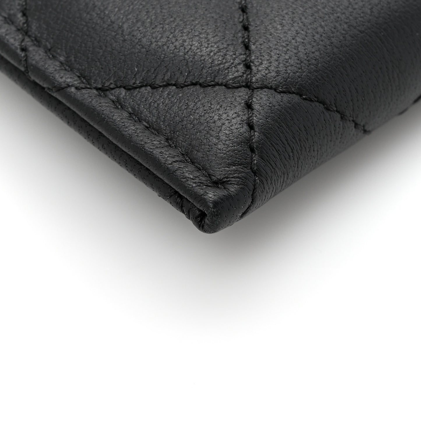 Lambskin Quilted Classic Zip Pouch Black