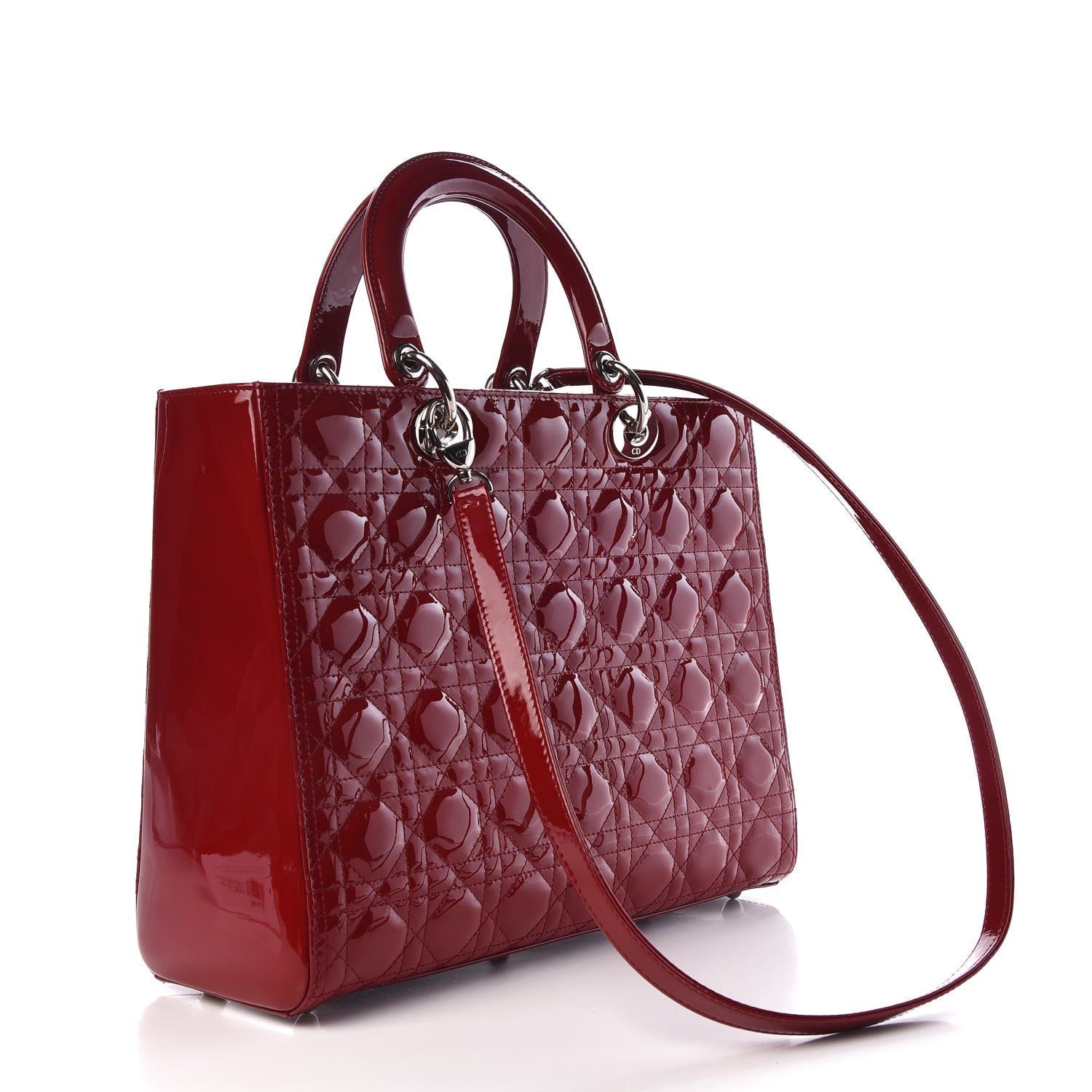 Christian Dior Patent Cannage Large Lady Dior Red 4 of 8
