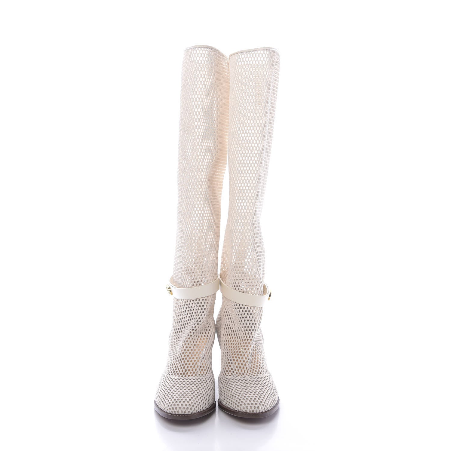 Christian Dior Empriente Mesh Montaigne Knee Boots 38.5 Off White 2 of 10