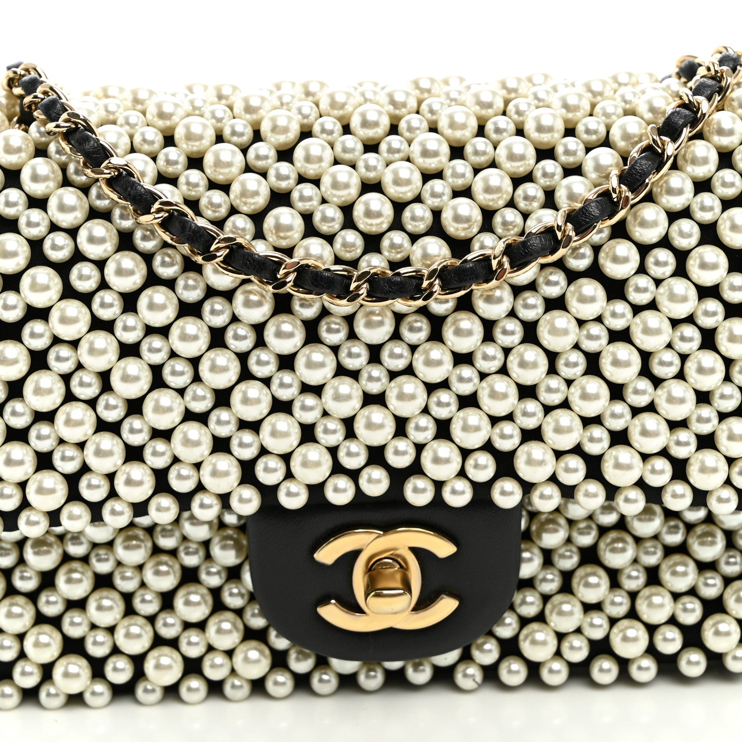 Chanel Satin Lambskin Pearl On Mini Rectangular Flap Black 7 of 9