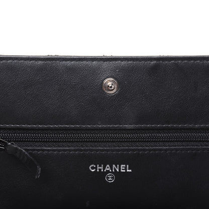 Chanel Lambskin Diamond Stitched Wallet On Chain WOC Black 8 of 24