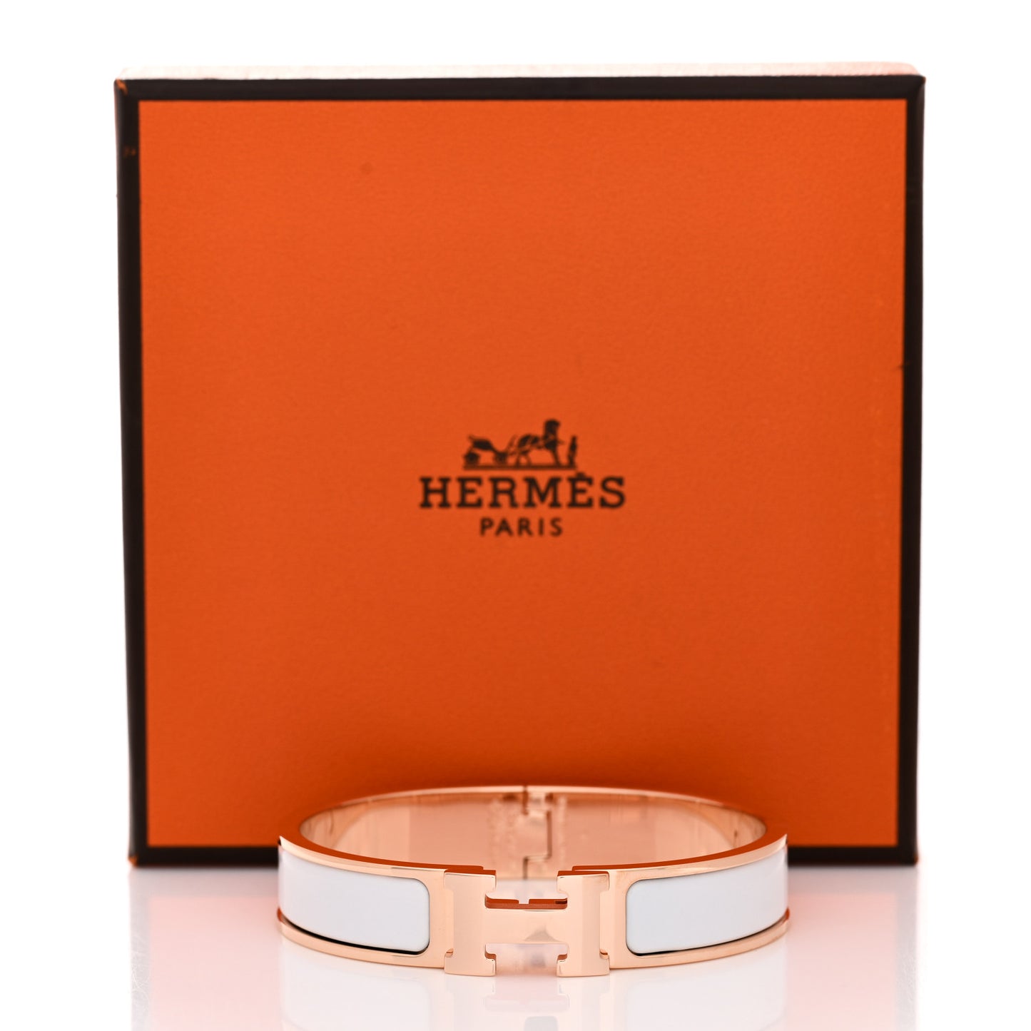 Enamel Narrow Clic Clac H Bracelet PM White