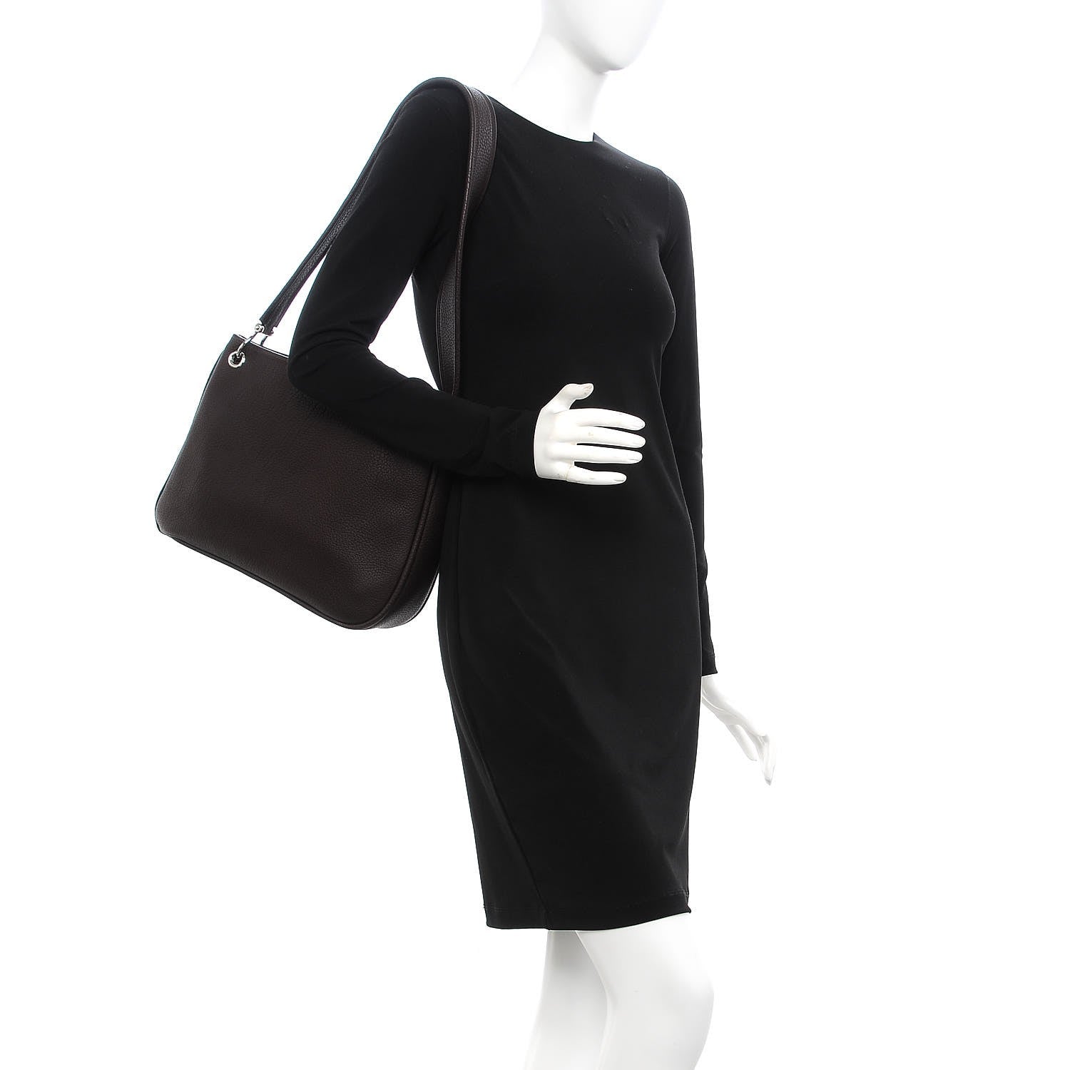 Hermes Fjord Manille II Shoulder Bag Chocolate 2 of 6