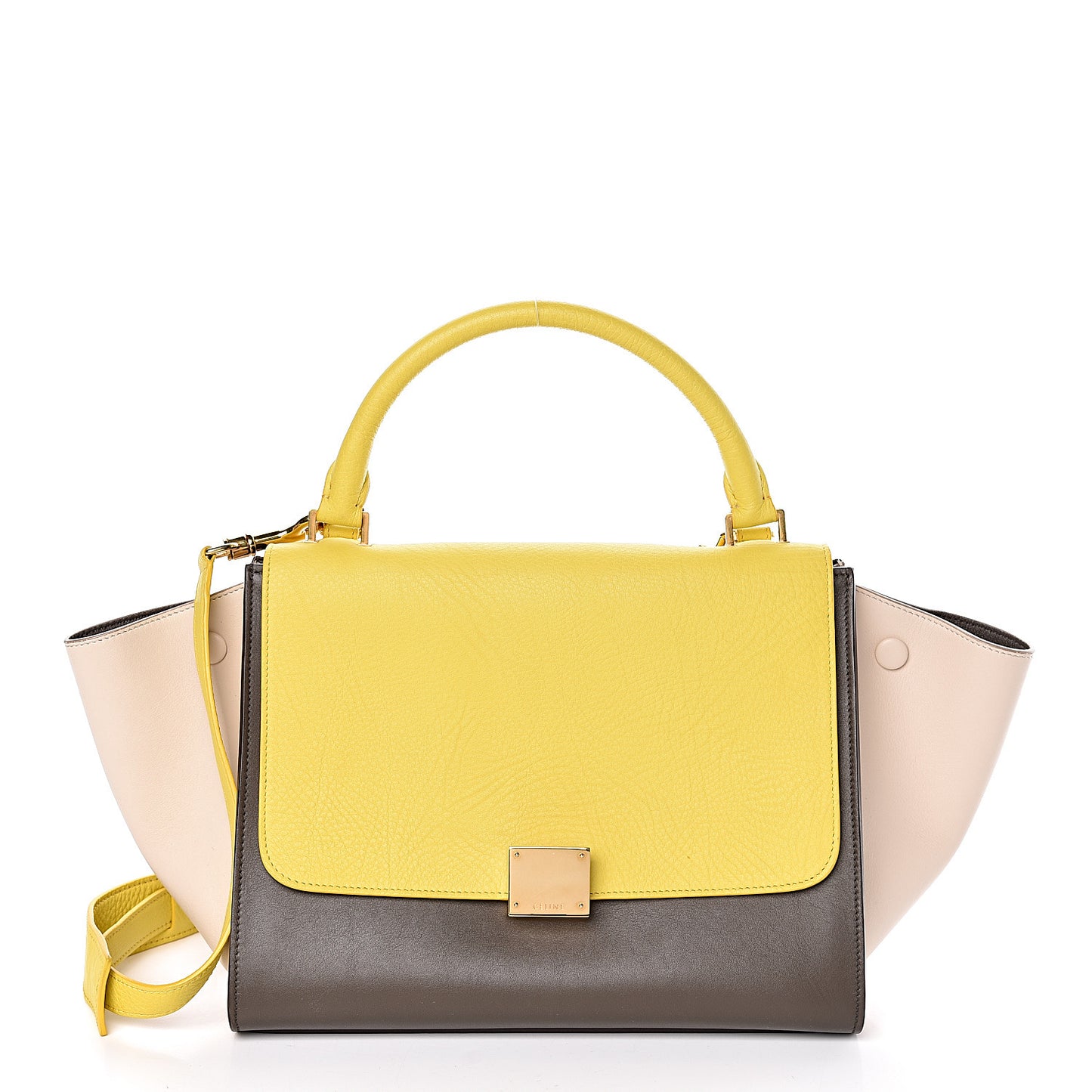 Elephant Calfskin Small Tri-Color Trapeze Yellow